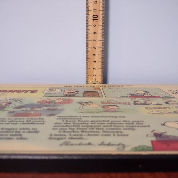 Peanuts: A Last Look At Peanuts Wooden Plaque Newspaper Clipping 2000 - Picture 3 of 3